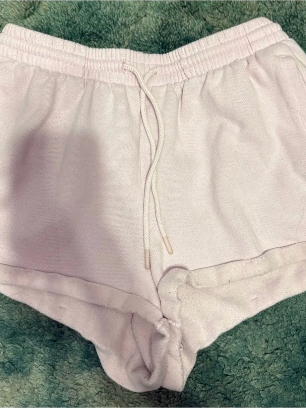 PINK Victoria's Secret Pale Pink Ribbed Lounge Shorts